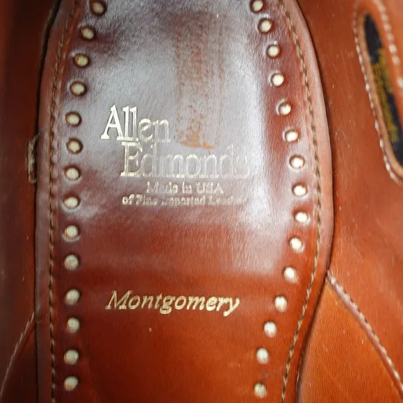 ALLEN EDMONDS Shoes Men 9 Brown Cognac Leather Derby Dress Shoes Lace Up  Formal
