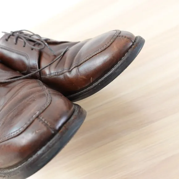 ALLEN EDMONDS Shoes Men 9 Brown Cognac Leather Derby Dress Shoes Lace Up  Formal