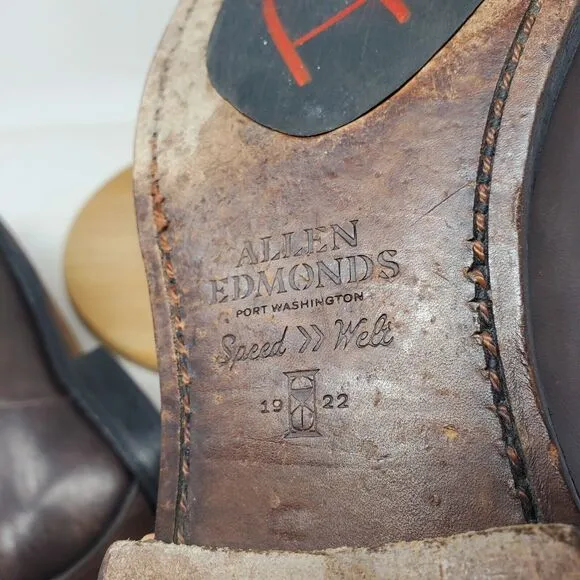 Allen Edmonds Shoes Mens 8.5 D Crosby Street Brown Leather Derby Split Toe