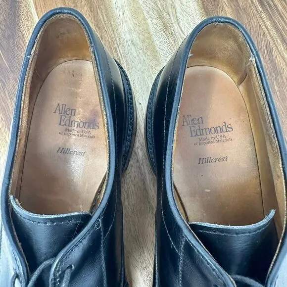 Allen Edmonds Size 10D Hillcrest Derby Bicycle Toe Dress Shoes Black Oxford