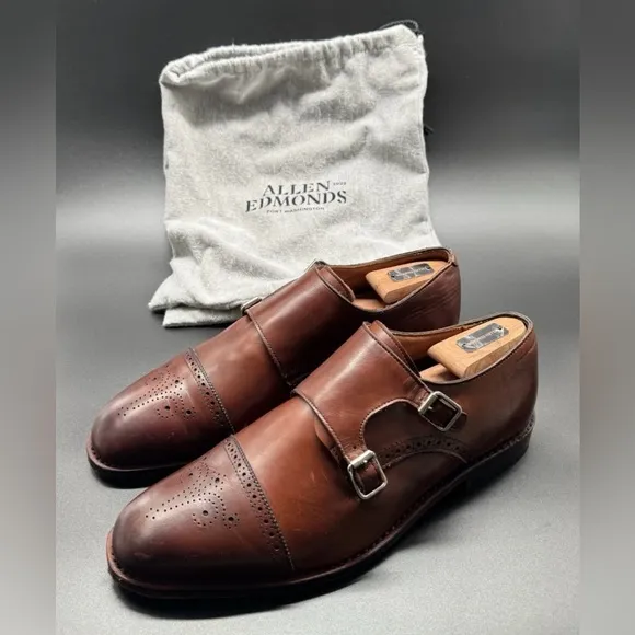 Allen Edmonds St. John's Double Monk Strap 11.5 Dark Chili Dress Shoe MSRP $425