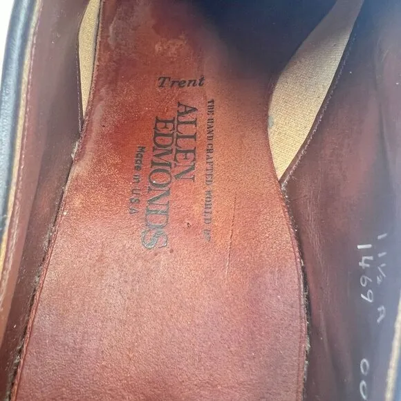 Allen Edmonds Trent Men Size 11.5A Brow Leather Moc Toe Lace Up Derby Dress Shoe