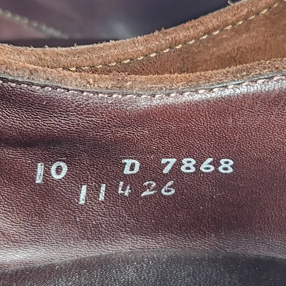 ALLEN EDMUNDS Men's Malone Split Toe Dress Shoe 10 D Brown Suede Made USA Derby