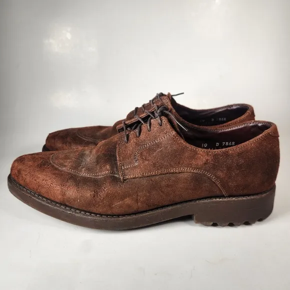 ALLEN EDMUNDS Men's Malone Split Toe Dress Shoe 10 D Brown Suede Made USA Derby