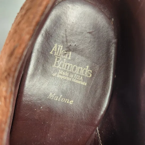 ALLEN EDMUNDS Men's Malone Split Toe Dress Shoe 10 D Brown Suede Made USA Derby