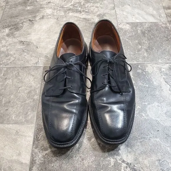 Allen Edmonds Hillcrest Black Leather Bicycle Toe Derby Oxford Dress Shoe 11.5