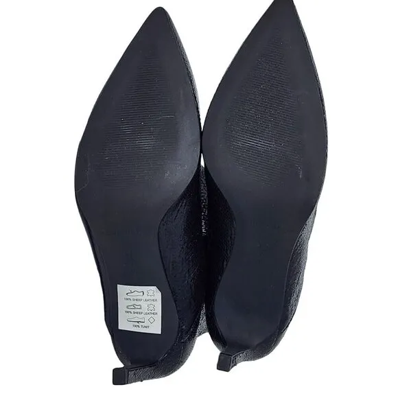 Allsaints Orlana Shimmer Sheepskin Leather Black Boots, Women's 40