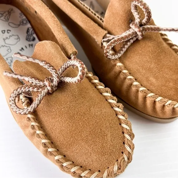 AMIMOC Moccasin Shoes Mens 9 Brown Handmade Suede Slip On Loafer Outdoor Indoor