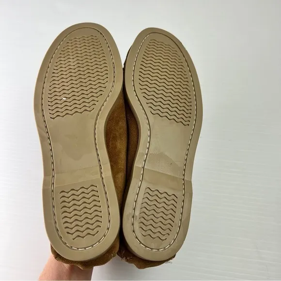 AMIMOC Moccasin Shoes Mens 9 Brown Handmade Suede Slip On Loafer Outdoor Indoor