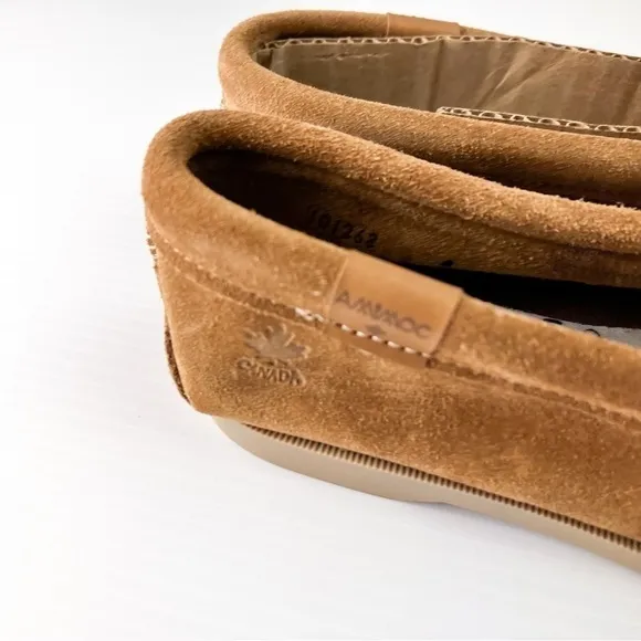 AMIMOC Moccasin Shoes Mens 9 Brown Handmade Suede Slip On Loafer Outdoor Indoor