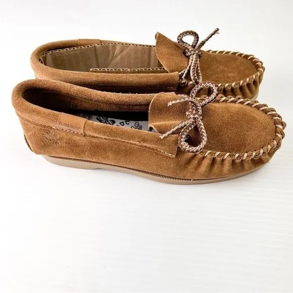 AMIMOC Moccasin Shoes Mens 9 Brown Handmade Suede Slip On Loafer Outdoor Indoor