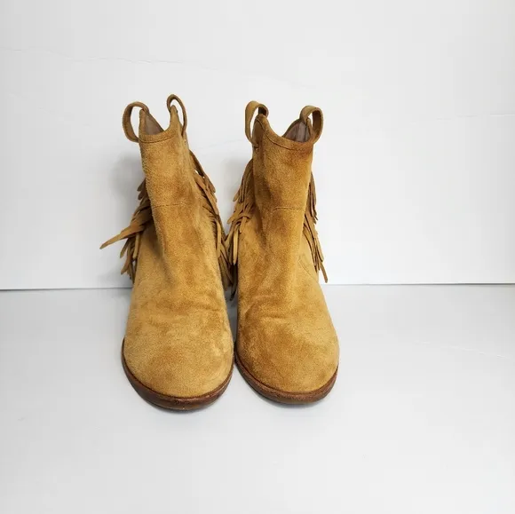 &amp; Other Stories Suede Fringe Ankle Booties Western Boho Womens 9