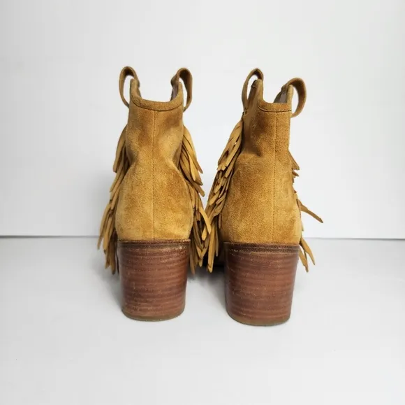 &amp; Other Stories Suede Fringe Ankle Booties Western Boho Womens 9