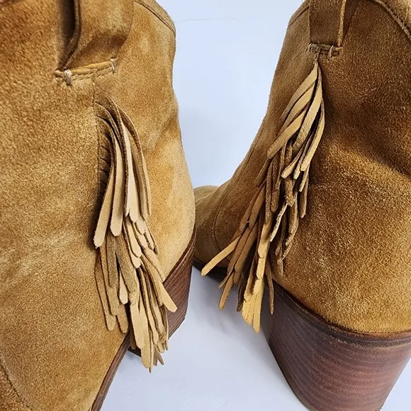 &amp; Other Stories Suede Fringe Ankle Booties Western Boho Womens 9