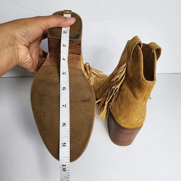 &amp; Other Stories Suede Fringe Ankle Booties Western Boho Womens 9