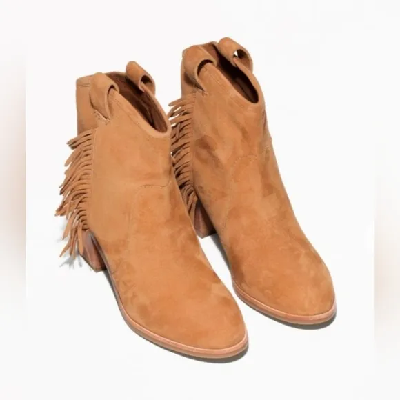 &amp; Other Stories Suede Fringe Ankle Booties Western Boho Womens 9