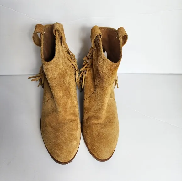 &amp; Other Stories Suede Fringe Ankle Booties Western Boho Womens 9