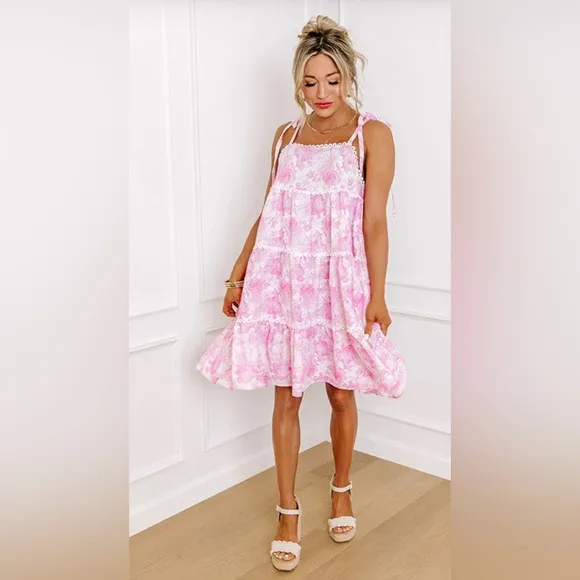&amp;MERCI SWEET GARDEN TIERED MINI DRESS M