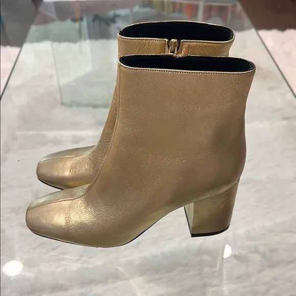 ANINE BING ICONIC LEATHER Gold Ankle Boots