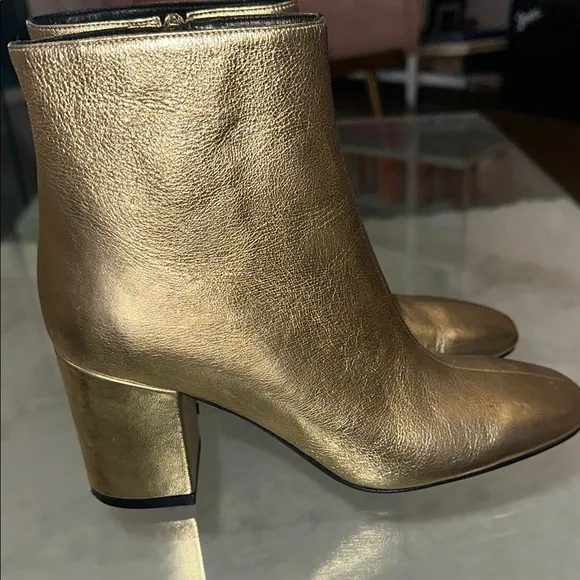 ANINE BING ICONIC LEATHER Gold Ankle Boots