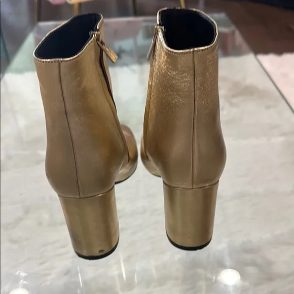 ANINE BING ICONIC LEATHER Gold Ankle Boots