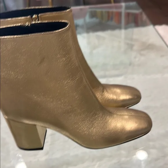 ANINE BING ICONIC LEATHER Gold Ankle Boots