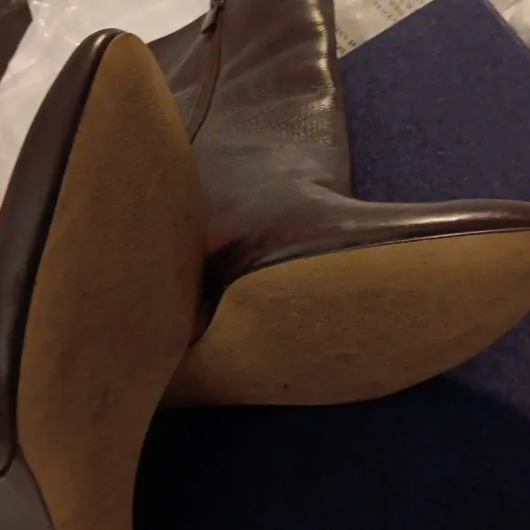 Ann Taylor Leather Wedge Boots Size 9