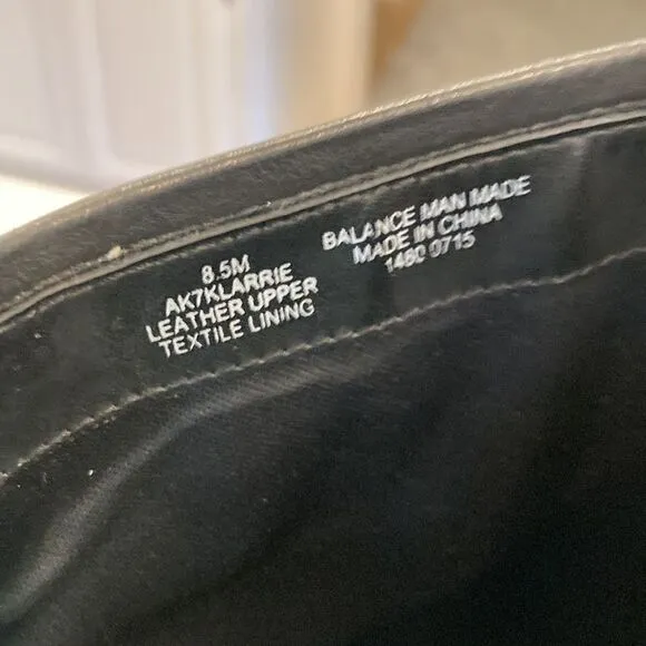 Anne Klein Black Leather Klarrie Flat equestrian Moto Riding Boot Size 8.5 M