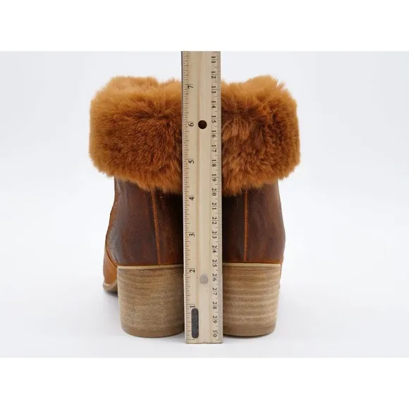 Antelope Ofelia Womens 5 Ankle Boots Brown Suede Fur Trim Side Zip Bootie EUR 36
