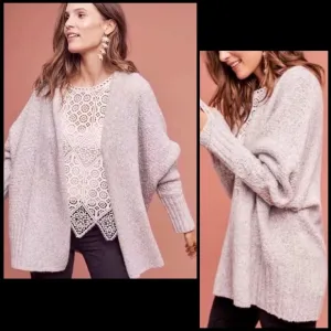 Anthro Angel of the North Light Grey Chunky Knit Dolman Sleeve Cardigan
