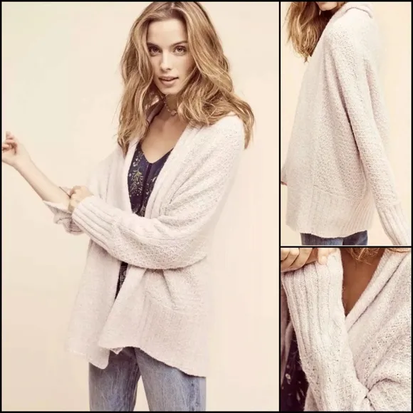 Anthro Angel of the North Light Grey Chunky Knit Dolman Sleeve Cardigan