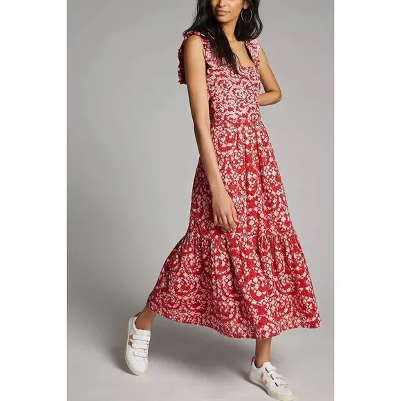 Anthropologie Atelier Amal Embroidered Midi Dress