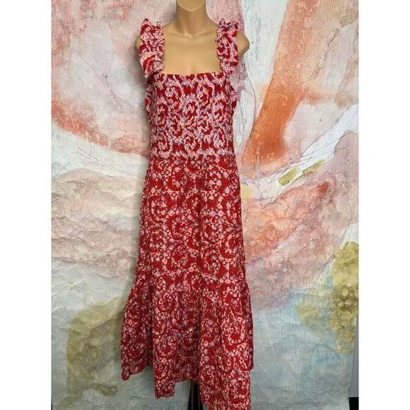Anthropologie Atelier Amal Embroidered Midi Dress
