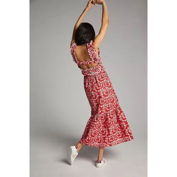 Anthropologie Atelier Amal Embroidered Midi Dress