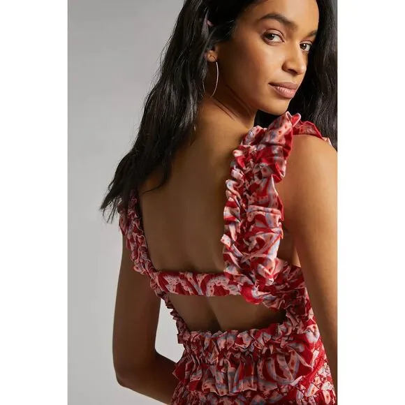 Anthropologie Atelier Amal Embroidered Midi Dress