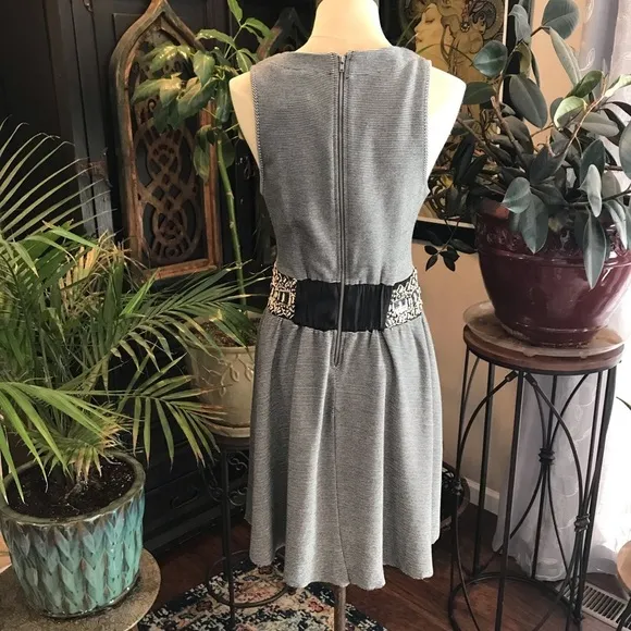 Anthropologie beaded embroidered stripe tank dress