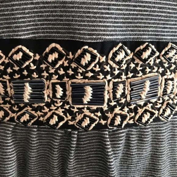 Anthropologie beaded embroidered stripe tank dress