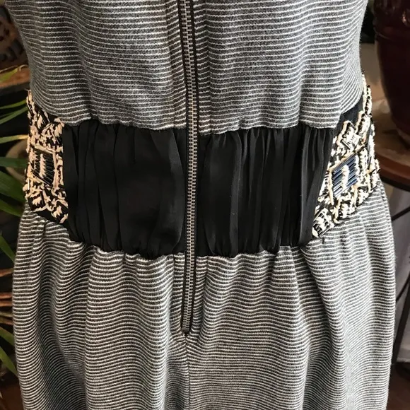 Anthropologie beaded embroidered stripe tank dress