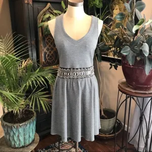 Anthropologie beaded embroidered stripe tank dress