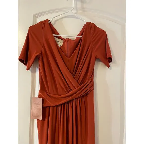 Anthropologie BHLDN Formal Maxi Dress Size 2 Orange Chiffon Faux Wrap NWT