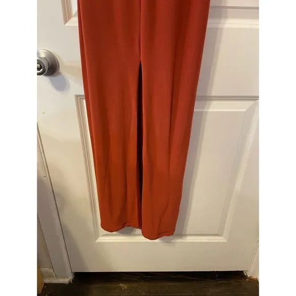 Anthropologie BHLDN Formal Maxi Dress Size 2 Orange Chiffon Faux Wrap NWT