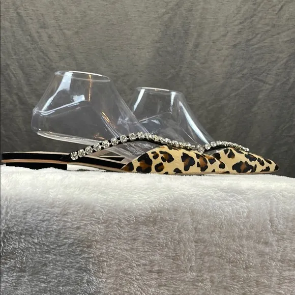 Anthropologie Brown and Black Flats with Animal Print