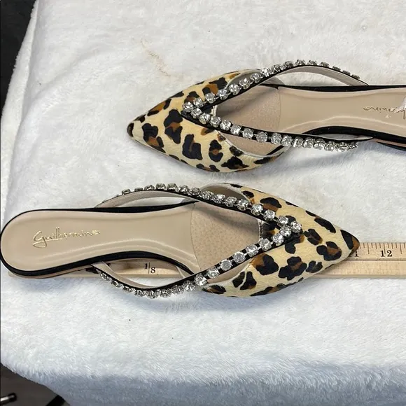 Anthropologie Brown and Black Flats with Animal Print