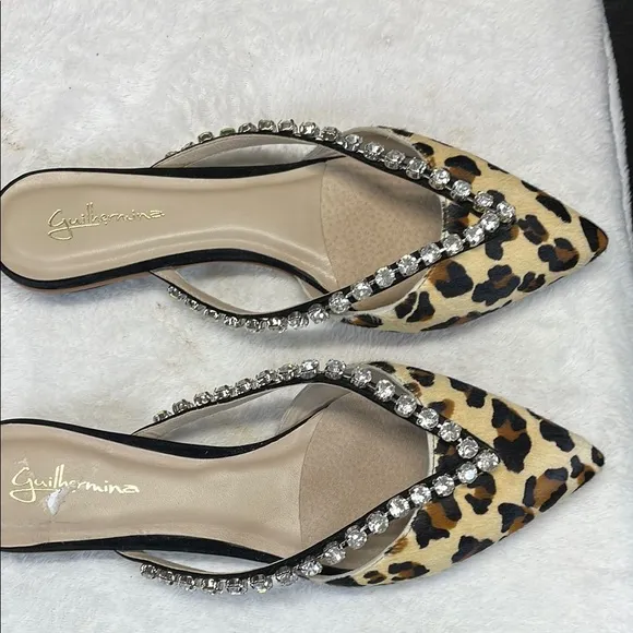 Anthropologie Brown and Black Flats with Animal Print