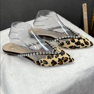 Anthropologie Brown and Black Flats with Animal Print