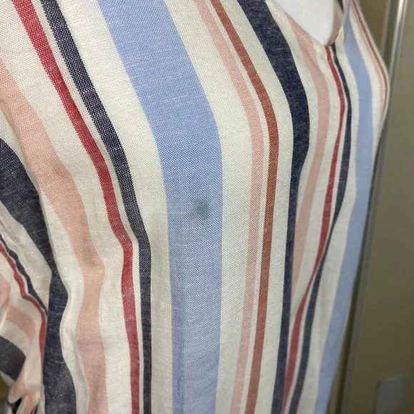Anthropologie Drew Dress Wrap Linen Striped Tie Candy Stripe Size Small NWT