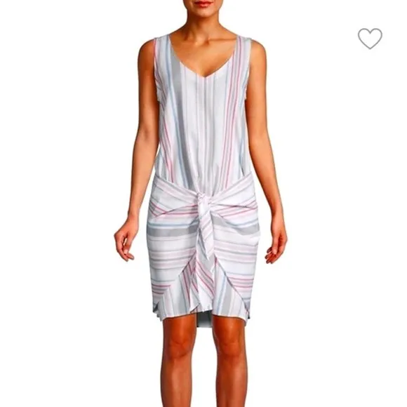 Anthropologie Drew Dress Wrap Linen Striped Tie Candy Stripe Size Small NWT