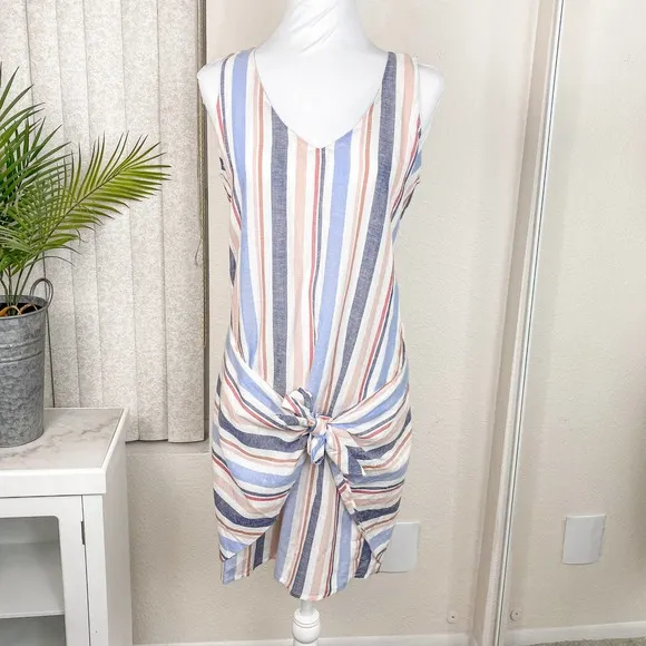 Anthropologie Drew Dress Wrap Linen Striped Tie Candy Stripe Size Small NWT