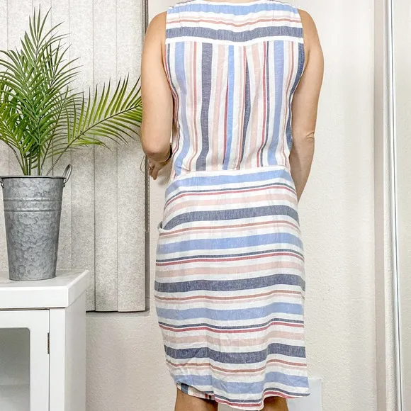 Anthropologie Drew Dress Wrap Linen Striped Tie Candy Stripe Size Small NWT