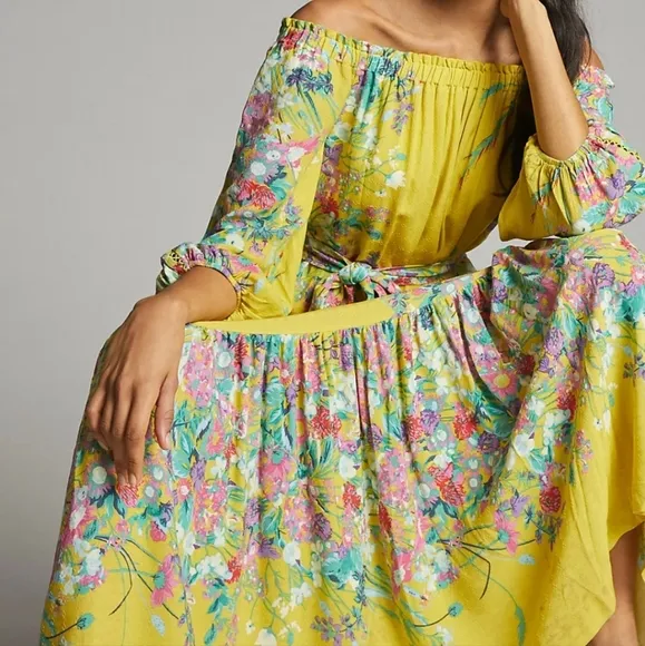 Anthropologie Eliora Off The Shoulder Maxi Dress XS